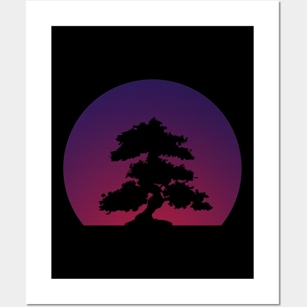 Purple Bonsai Sunset Wall Art by ZeichenbloQ